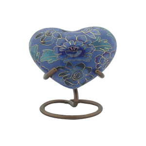 Blue Cloisonne Heart Keepsake Urn