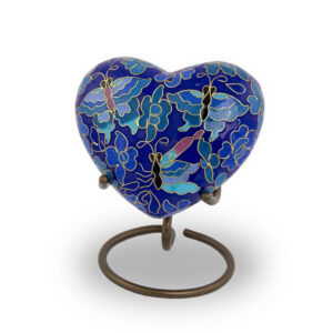 Butterfly Cloisonne Heart Keepsake Urn
